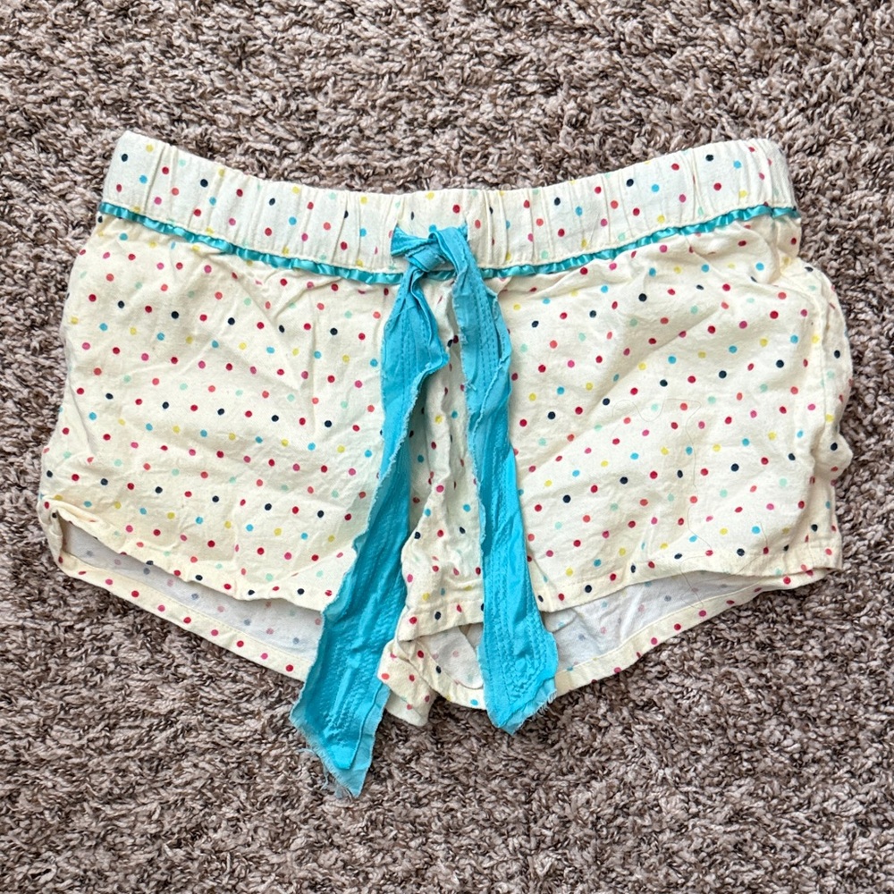 Polka Dot Women's Shorts with Blue Tie